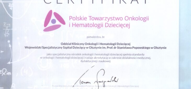 Oddział onkologiczno-hematologiczny z certyfikatem