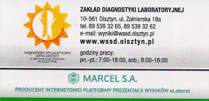 Komunikat w sprawie sposobu odbioru wyników badań laboratoryjnych wykonanych w Zakładzie Diagnostyki Laboratoryjnej WSSD w Olsztynie