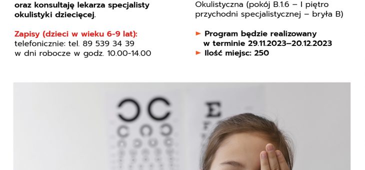 Rusza program profilaktyczny „Wczesne wykrywanie wad wzroku u dzieci w wieku od 6 do 9 lat”