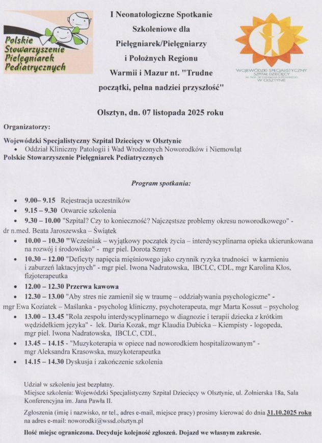 Neonatologiczne spotkanie program