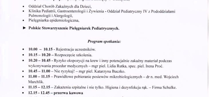 Zapraszamy na spotkanie szkoleniowe dla pielęgniarek/pielęgniarzy pt. „Zapobieganie oraz zwalczanie chorób zakaźnych” (2 grudnia)